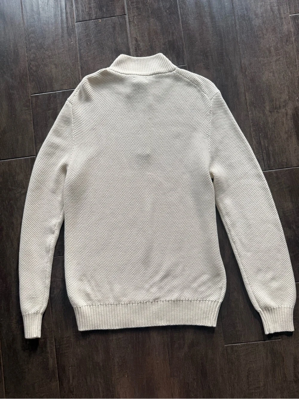 J. Crew Men's NWT Beige 100% Cotton Knit 1/4 Zip Mock Neck Pullover Sweater M